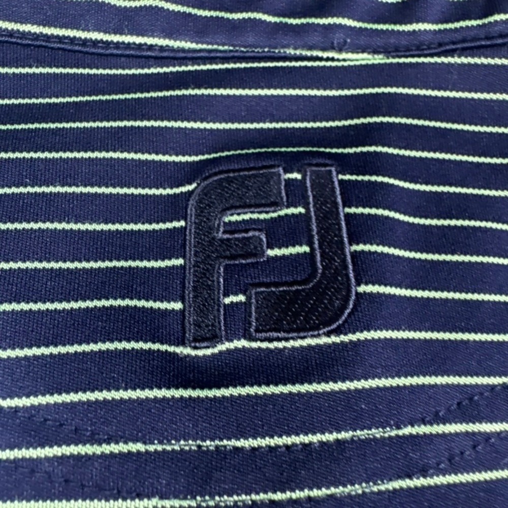 FootJoy Long Sleeve Polo Shirt Mens XL Navy Blue Striped Golf Top - Picture 7 of 10